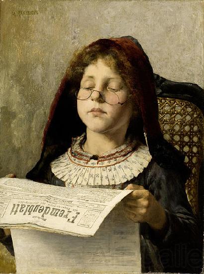 Georgios Jakobides Girl reading Norge oil painting art